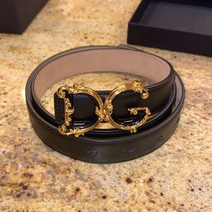 Dolce&Gabbana, Gold and Black Belt, 32 In AUTHENTIC